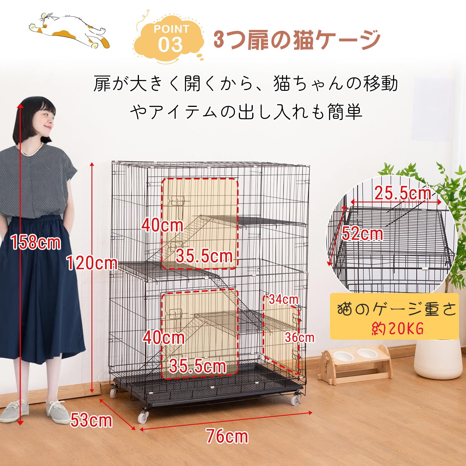Shinyever ベーシック 折りたたみ式ペットケージ 車輪付き ブラック 犬用品 Shinyever ベーシック 折りたたみ式ペットケージ 車輪付き ブラック